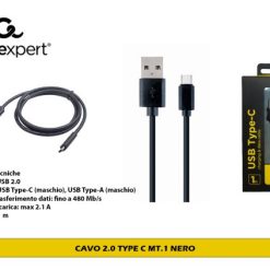 Cavo 2.0 Type C Mt.1 Nero