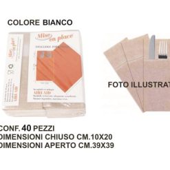 Tovagliolo Portaposate Cm.39X39 Set 40 Pz. Bianco