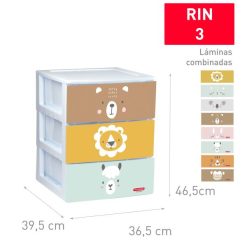 Cassettiera 3 Cassetti Rin Zoo