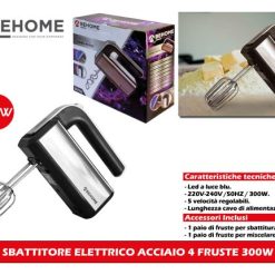 Sbattitore Elettrico 4 Fruste 300W Acciaio Behome