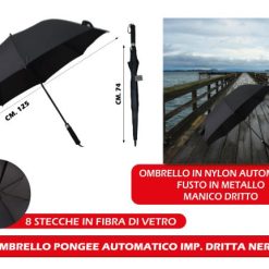 Ombrello Pongee Automatico Imp. Dritta Nero