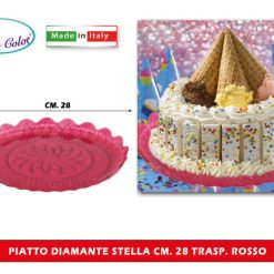 Piatto Diamante Stella Cm.28 Trasp. Rosso