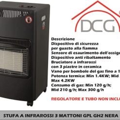 Stufa A Infrarossi 3 Mattoni Gpl Gh2 Nera