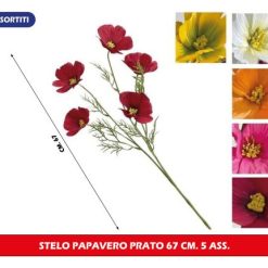 Fiore Stelo Papavero Prato Cm.67 5 Ass.