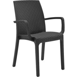 Sicignano - Poltrona con Braccioli - Sedia con Braccioli - Poltrona Indiana - Antracite - Impilabile - Sedia Plastica - Interno Esterno Giardino - 59x57x86 cm - 1 Pezzo, BC904
