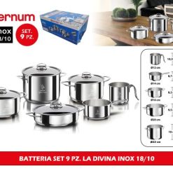 Batteria Set 9 Pz. La Divina Inox 18/10