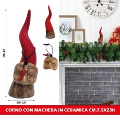 Corno Con Machera In Ceramica Cm.7,5X23H