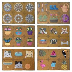 SET 2 Zerbino Tappeto Icon 50X75 Rettangolare in Cocco, Antiscivolo, 100% Poliestere, Disegni e Colori Assortiti, Esterno Interno Ingresso