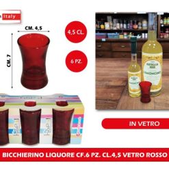 Bicchierino Liquore Cf.6 Pz. Cl.4,5 Vetro Rosso