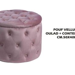 Pouf Velluto Oulad+Cont. Cm.50X40H Rosa