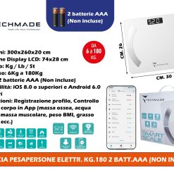 Bilancia Pesapersone Elettr. Kg.180 2 Batt.Aaa (Non Incluse)