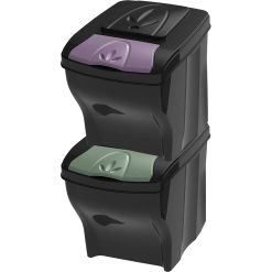 Sicignano Casalinghi Ingrosso Casalinghi Arredo Giardino Hotellerie | Pattumiera Ufficio, 2 Pezzi x 20 lt, Nero, Coperchio Colorato, Plastica - Smaltimento Rifiuti