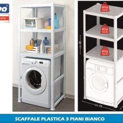 Scaffale Plastica 3 Piano Bianco