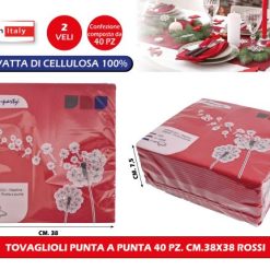 Tovaglioli Punta A Punta 40 Pz. Cm.38X38 Rossi