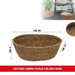 Cestino Portapane Vimini Ovale Cm.20X14X8H
