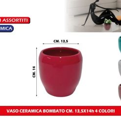 Vaso Ceramica Bombato Cm.13,5X14H 4 Colori