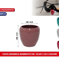 Vaso Ceramica Bombato Cm.10,5X11,5H 4 Colori