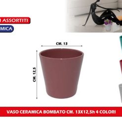 Vaso Ceramica Bombato Cm.13X12,5H 4 Colori