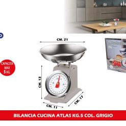 Bilancia Cucina Atlas Metallo Kg.5 Col. Grigio