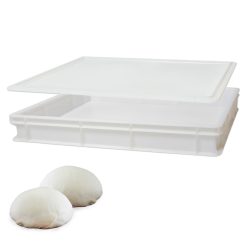 Sicignano | Vaschetta Cassetta Service per Impasti 60x40x10h cm con Coperchio con Fondo e Pareti Chiuse, Capacità 19 litri, Impilabile, Bianco, Polietilene Alimentare Lavabile in Lavastoviglie