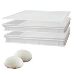 Sicignano | Set 2 Vaschetta Cassetta Service per Impasti 60x40x10h cm con Coperchio con Fondo e Pareti Chiuse Capacità 19 litri Impilabile Bianco Polietilene Alimentare Lavabile in Lavastoviglie