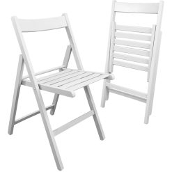 Sicignano | Set 2 Sedie Pieghevoli Classiche Richiudibili Compatte in Legno di Faggio Bianco 43x49x79h cm - Comode Facili da Portare, Campeggio Giardino Spiaggia Terrazzo Balcone, Made in Italy