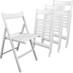 Sicignano | Set 4 Sedie Pieghevoli Classiche Richiudibili Compatte in Legno di Faggio Bianco 43x49x79h cm - Comode Facili da Portare, Campeggio Giardino Spiaggia Terrazzo Balcone, Made in Italy