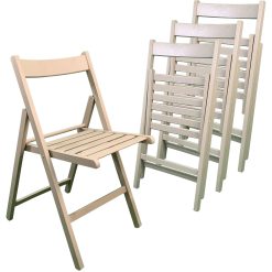 Sicignano | Set 4 Sedie Pieghevoli Classiche Richiudibili Compatte in Legno di Faggio Tortora 43x49x79h cm - Comode Facili da Portare, Campeggio Giardino Spiaggia Terrazzo Balcone, Made in Italy