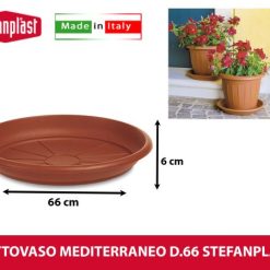 Sottovaso Mediterraneo Rotondo Plastica Terracotta per Vasi Grandi 66 cm