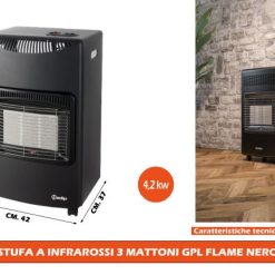 Stufa A Infrarossi 3 Mattoni Gpl Flame Nero
