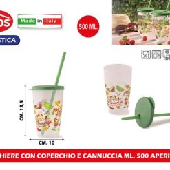 Bicchiere Con Coperchio E Cannuccia Ml.500 Aperitif