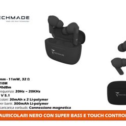 Auricolari Nero Con Super Bass E Touch Control