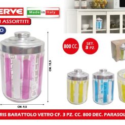 Tris Barattolo Vetro Cf.3Pz. Cc.800 Dec.Parasol