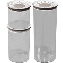 SET 3 PZ BARATTOLO TONDO TOSCA LT. 0,7+1,2+2,2 BIANCO TORTORA