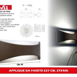 Applique Da Parete E27 Cm.27X40H