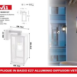 Applique In Basso E27 Alluminio Diffusori Vetro