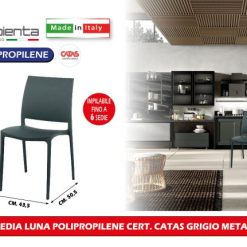 Sedia Luna Polipropilene Cert. Catas Grigio Metal