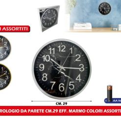 Orologio Da Parete Cm.29 Eff. Marmo Col. Ass.