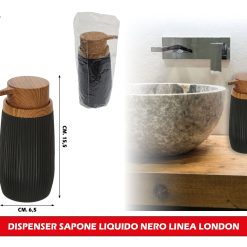 Dispenser Sapone Liquido Nero Linea London