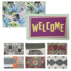 SET 2 Zerbino Stone 45x75 per Interni Casa in PVC, Fantasie Assortite, Fronte PVC Antislip, Decorativo per Corridoio Camere Cucina Soggiorno Ingresso