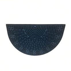 Sicignano | Zerbino Cipro 40x60 cm Moderno in Gomma Mezzaluna, Fronte Poliestere, Antiscivolo, Tappeto Retrò Ingresso Casa ASciugapassi, Facile da Pulire (Grigio Scuro)