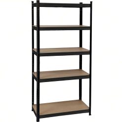 Scaffale Metallo 5 Ripiani Mdf Cm.90X40X180H Nero