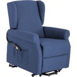 Sicignano | Poltrona Relax Reclinabile con Telecomando, con Poggiapiedi, 80x65x100h cm, Portata Max 130kg - Meccanismo Alzapersona, Salotto Soggiorno Camera da Letto (Blu Jeans, Dual Lift)