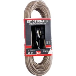 Sicignano | Cavo Ottonato per Stendibiancheria, 20 m, Ø 5 mm, Interni Esterni, Carico fino a 200 kg, Made in Italy - Malleabile, Facile da Tagliare - Filo Cavetto Stendino (Ottonato con Kit)