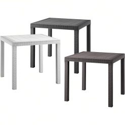 Sicignano | Set 3 Pezzi, 2 Sedie con Braccioli + 1 Tavolo Quadrato Rattan - Impilabile, Resistente agli UV, Arredo Interno Esterno Bar Pub Giardino Terrazzo, Made in Italy (Antracite) - immagine 9