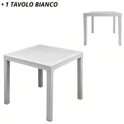SET 2 POLTRONA INDIANA CON BRACCIOLI BIANCA + TAVOLO DALLAS CM.80X80 BIANCO - immagine 3