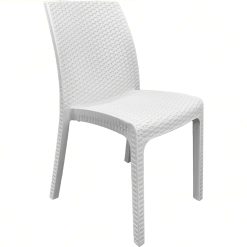 Sicignano | Sedia Virginia Bianca in Polipropilene – Effetto Rattan, 59x47x86 cm, Made in Italy – Per Arredo Giardino, Bar, Ristoranti