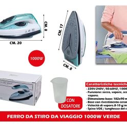 FERRO DA STIRO DA VIAGGIO 1000W VERDE