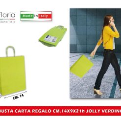 BUSTA CARTA REGALO CM.14X9X21h JOLLY VERDINO