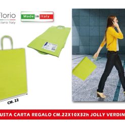 BUSTA CARTA REGALO CM.22X10X32h JOLLY VERDINO
